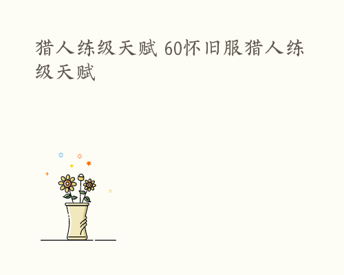 猎人练级天赋 60怀旧服猎人练级天赋