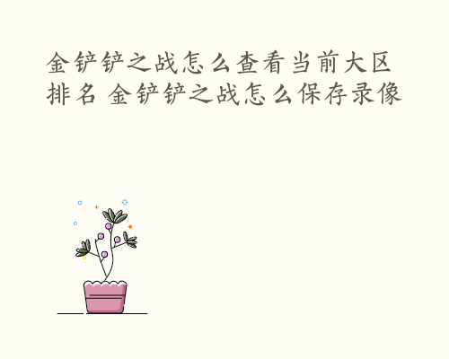 金铲铲之战怎么查看当前大区排名 金铲铲之战怎么保存录像