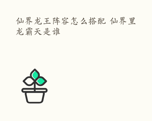 仙界龙王阵容怎么搭配 仙界里龙霸天是谁