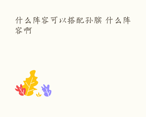 什么阵容可以搭配孙膑 什么阵容啊