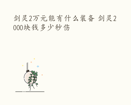 剑灵2万元能有什么装备 剑灵2000块钱多少秒伤