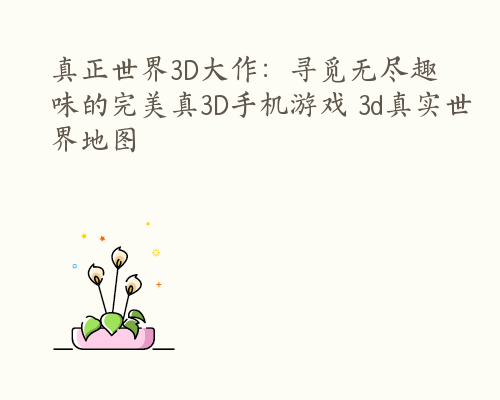真正世界3D大作：寻觅无尽趣味的完美真3D手机游戏 3d真实世界地图