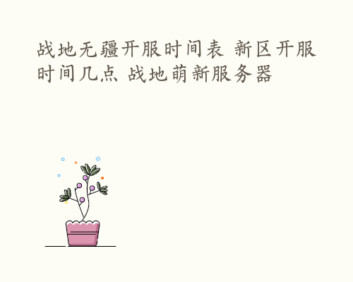 战地无疆开服时间表 新区开服时间几点 战地萌新服务器